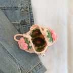 ⭐Handgehäkelte Blumen Umhängetasche | Stoffgarn Schultertasche | Süße Strick Armpit Bag