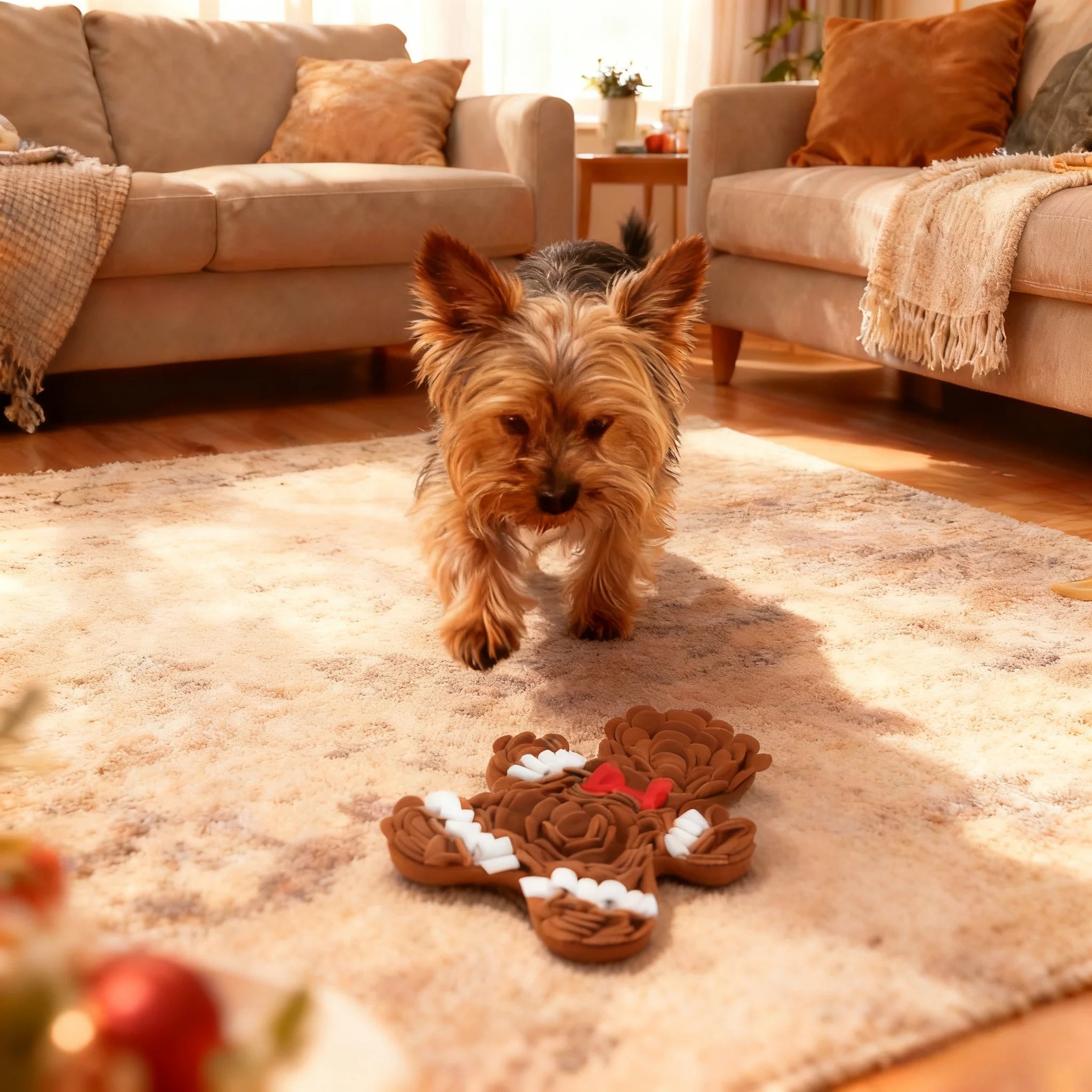 ⭐ Schnüffelteppich Hund Weihnachten | Lebkuchenmann Suchspiel | Anti-Schling Matte
