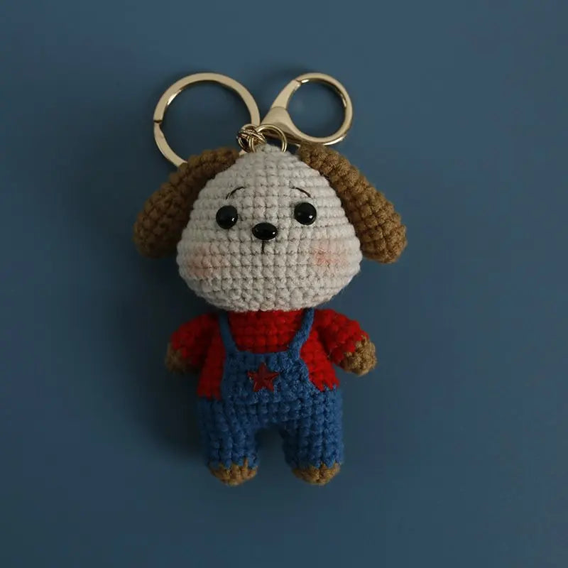 Cute Monkey Dragon Bag Knitting Yarn Keychain Pendant Cartoon Doll Decoration Couple Gift Knit Crochet Supplies
