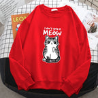 Simple Autumn Womens Sweatshirt I Don'T Give A Meow Funny Cat Cartoon Animalmale Print Hoody Fleece Pullovers Loose Warm Tops