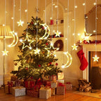 Star Moon Solar Battery String Lights 8Mode Outdoor Christmas Garland LED Fairy Light for Ramadan Festoon Wedding New Year Decor
