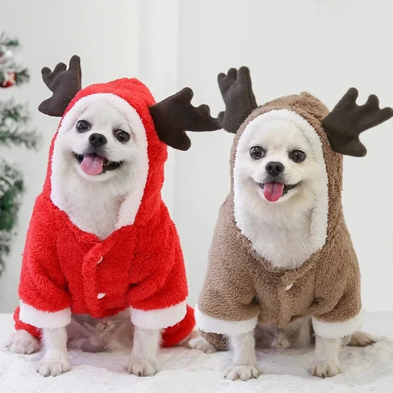 ⭐ Hunde Fleeceweste Weihnachten | Korallenfleece Warm & Weich | XS-2XL | Santa & Elch