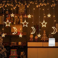 Star Moon Solar Battery String Lights 8Mode Outdoor Christmas Garland LED Fairy Light for Ramadan Festoon Wedding New Year Decor