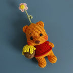 Handmade Crochet Stuffed Key Chain Cartoon Knitted Cartoon bear Rabbit Doll Key Ring Pendant for Boys Schoolbag Key chain
