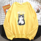 Simple Autumn Womens Sweatshirt I Don'T Give A Meow Funny Cat Cartoon Animalmale Print Hoody Fleece Pullovers Loose Warm Tops