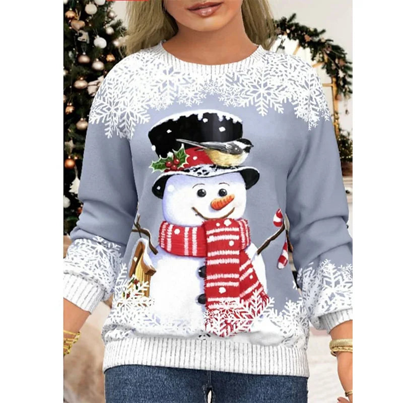 ⭐ Damen Weihnachts Sweatshirt 3D Schneemann | Oversized Pullover | Leichter Y2k Style
