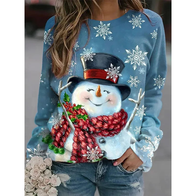 ⭐ Damen Weihnachts Sweatshirt 3D Schneemann | Oversized Pullover | Leichter Y2k Style