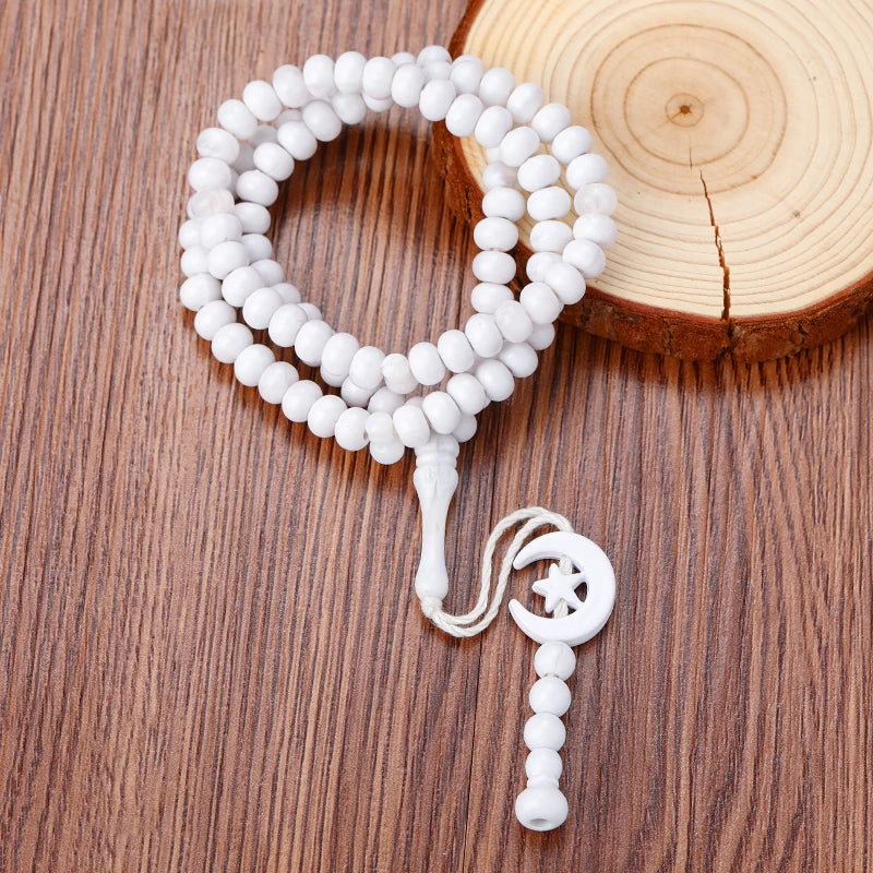Muslim Rosary Beads Ramadan Eid Gifts Islamic Prayer Acrylic 99 Pieces Beads Arab Ethnic Style Moon Star Tassel Bracelet Jewelry