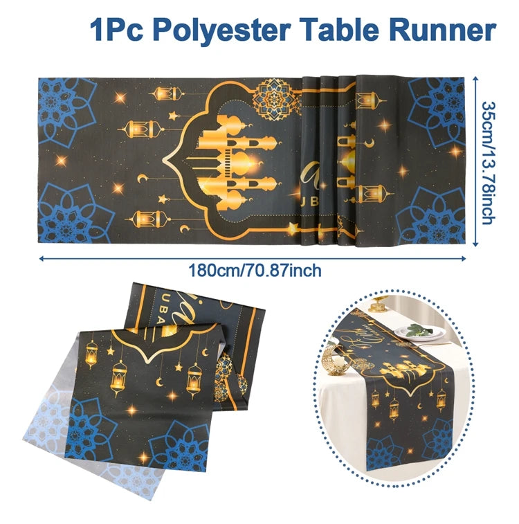 Ramadan Table Runner Eid Mubarak Decoration 2026 for Home Ramadan Kareem Ramadan Mubarak Islamic Muslim Party Eid Al-Fitr Gifts