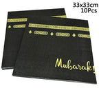 1bag Eid Al-Adha Umrah Mubarak Disposable Paper Cup Plate Ramadan Mubarak kareem Hijab Muslim Islamic Festival Party Decoration