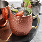 ⭐ Moscow Mule Becher Edelstahl | Gehämmerte Kupfer Optik | Eiskaffee & Cocktail Tasse