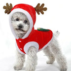 ⭐ Hunde Hoodie Weihnachten Rentier | Roter Wintermantel mit Geweih | Warm & Weich XS-XXL