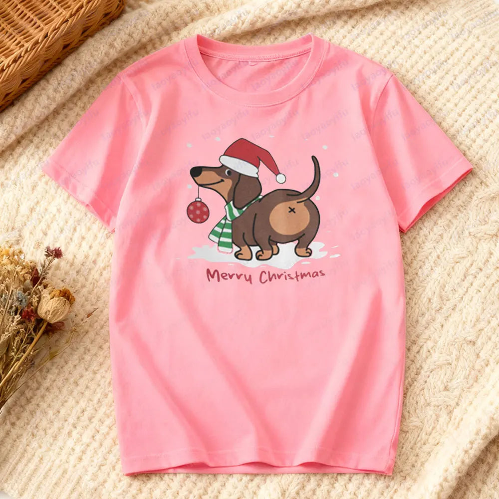 ⭐ Dackel T-Shirt Weihnachten | 100% Baumwolle | Lustiges Dachshund Motiv | Damen & Herren