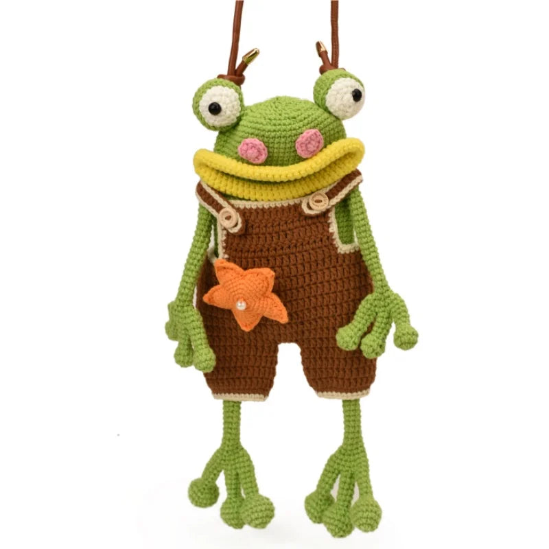 ⭐Frosch Handytasche Big Mouth | Wurstlippen & Lederriemen | Ugly Cute Strick Tasche