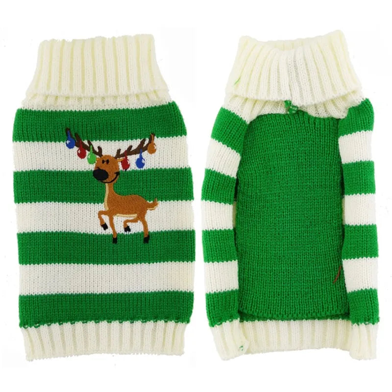 🎄 Christmas Dog Sweater — Warm Knitted Winter Outfit for Dogs & Puppies