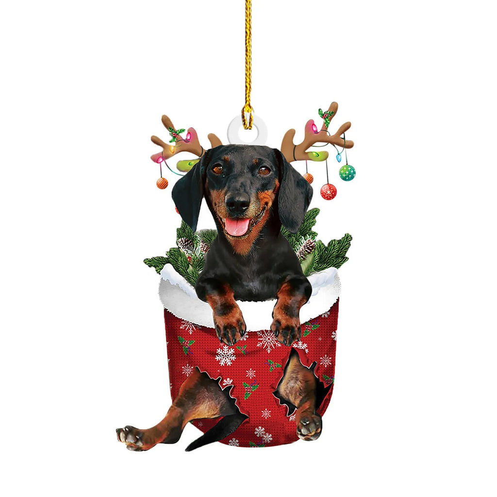 ⭐ Dackel Weihnachtsbaum Anhänger | Lustiger Hunde Christbaumschmuck | Deko & Geschenk