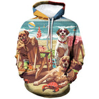 ⭐ Unisex 3D Hunde Katzen Hoodie | Tier-Print Pullover mit Taschen | Langarm