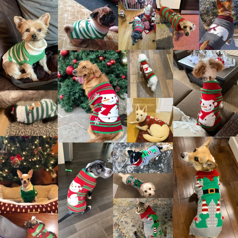 🎄 Christmas Dog Sweater — Warm Knitted Winter Outfit for Dogs & Puppies