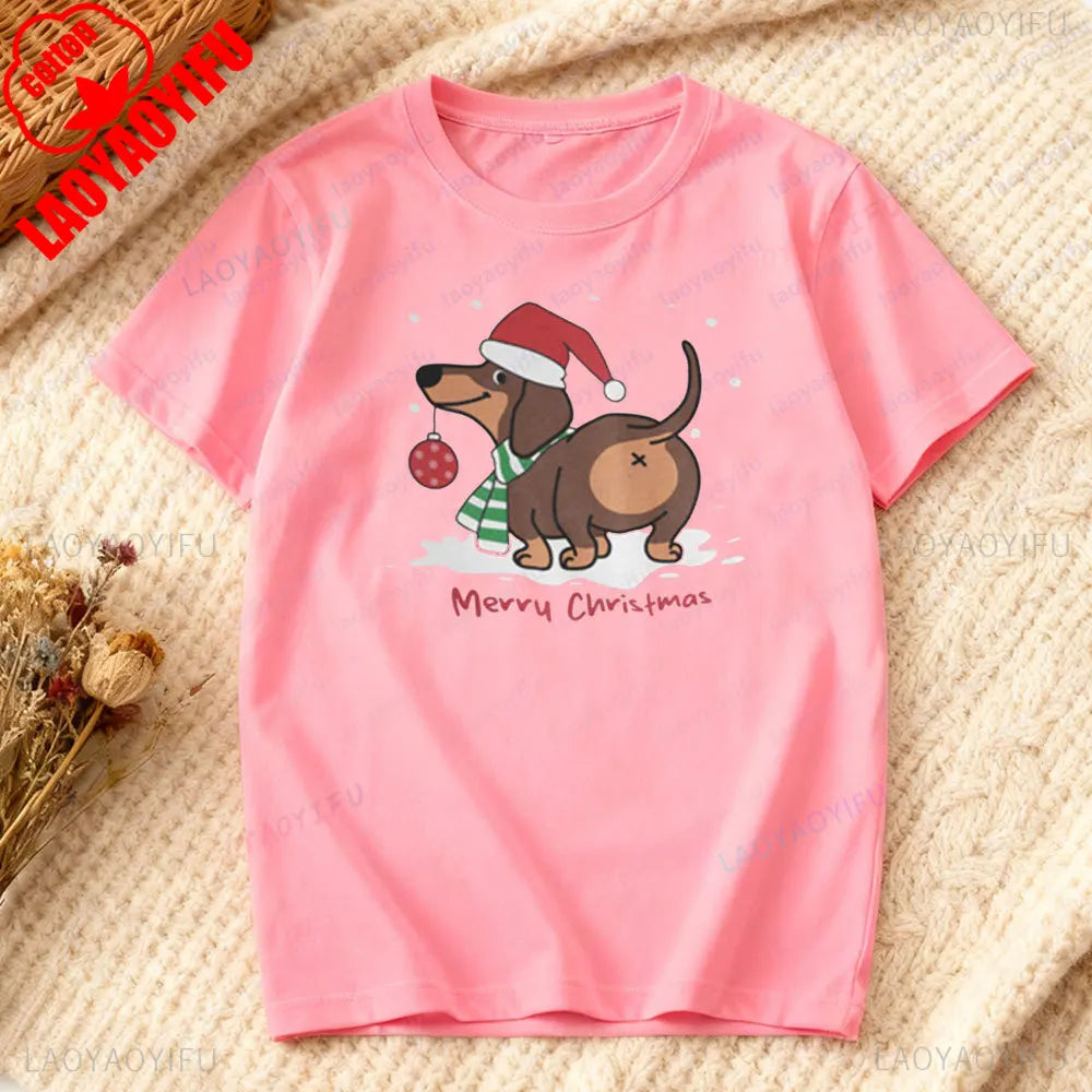 ⭐ Dackel T-Shirt Weihnachten | 100% Baumwolle | Lustiges Dachshund Motiv | Damen & Herren