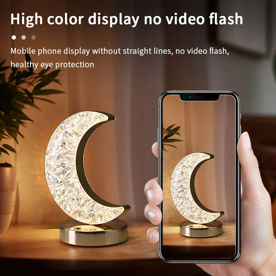 Moon Star Led Night Light Rechargeable Crystal Table Lamp Touch Switch Dimmable Ramadan Room Decor Ambient 3D Moon Lamp Eid Gift