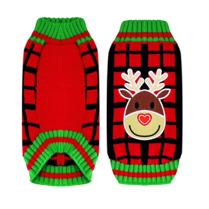🎄 Christmas Dog Sweater — Warm Knitted Winter Outfit for Dogs & Puppies