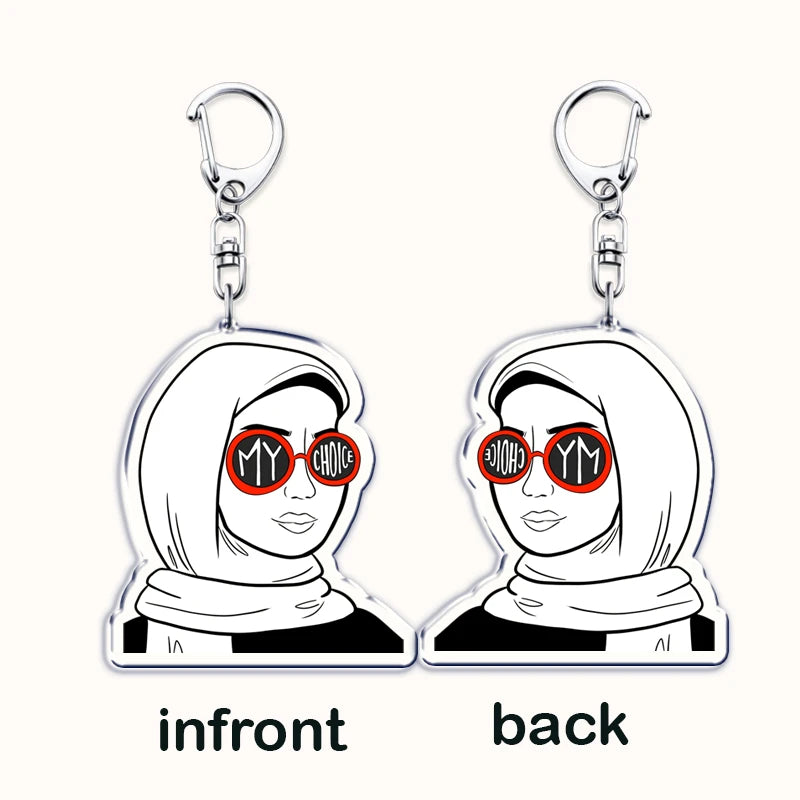 Fashion Islam Muslim Girl Woman Keychains for Accessories Bag Ramadan Eid Mubarak Hijab Keyrings Jewelry Fans Feminism Gifts