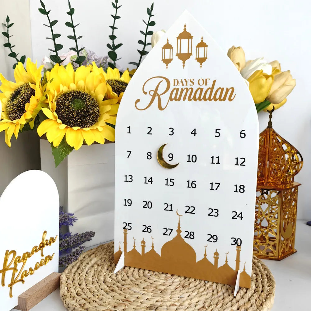 Ramadan Advent Countdown Calendar Acrylic Ramadan Decorations for Home Eid Mubarak Table Decor 30 Days Countdown Calendar
