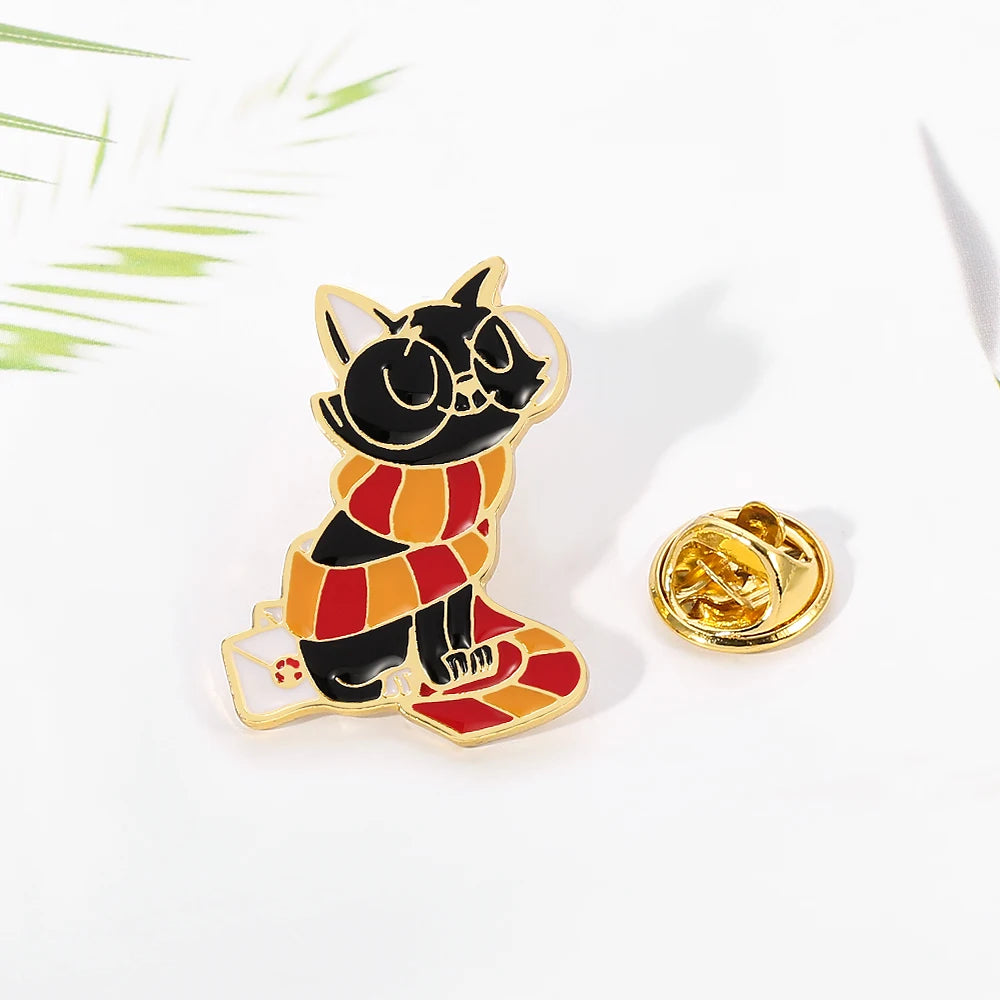⭐ Emaille Pin "Wizard Cat" | Süße Zauberer Katze Brosche | Fantasy Anstecker Rucksack