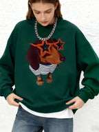 ⭐ Dackel Hoodie Damen Winter | Lustiger Hunde Print Oversized | Jogger Sweatshirt