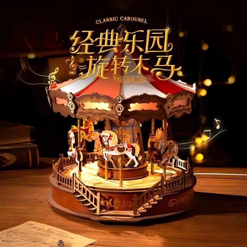 DIY Carousel Music Box, Handmade Music Box, Fun Assembly Blocks, Children's Gift, Decoration