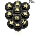 ⭐ 10x Umrah Mubarak Luftballons | Schwarz Gold Deko Set | Latexballons Islamische Party