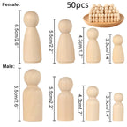 20/50 Pcs DIY Wood Peg Dolls Handmade Unfinished Doll DIY Crafts Nursery Decoration Wood Peg Dolls Home Decoration Ornament