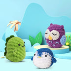 ⭐ 6-tlg. Häkelset Anfänger | Tiere Amigurumi Kit | Dino, Pinguin & Co | Inkl. Video & Garn