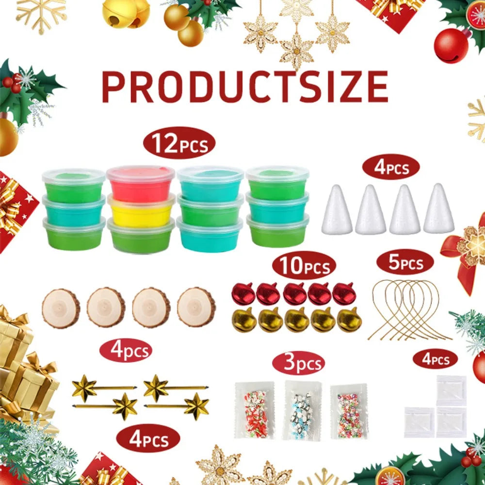 Christmas Trees DIY Crafts Kit for Kids Creative Air Dry Clay Modeling Indoor Home Decorations Xmas Gift for School Party Fun