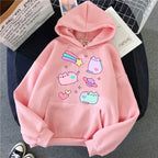 Women Ullzang Cute Cat Sweatshirt Funny Cartoon Pusheen Cat Kawaii Harajuku Korean Style Hoodies Graphic Fashion Hoody Female