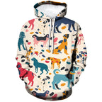 ⭐ Unisex 3D Hunde Katzen Hoodie | Tier-Print Pullover mit Taschen | Langarm