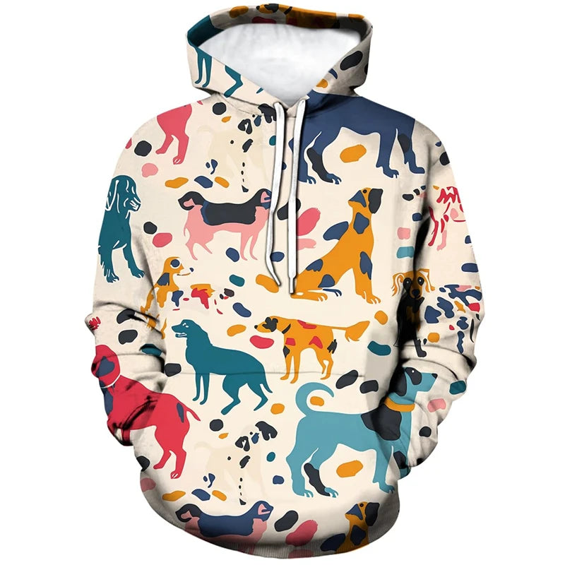 ⭐ Unisex 3D Hunde Katzen Hoodie | Tier-Print Pullover mit Taschen | Langarm