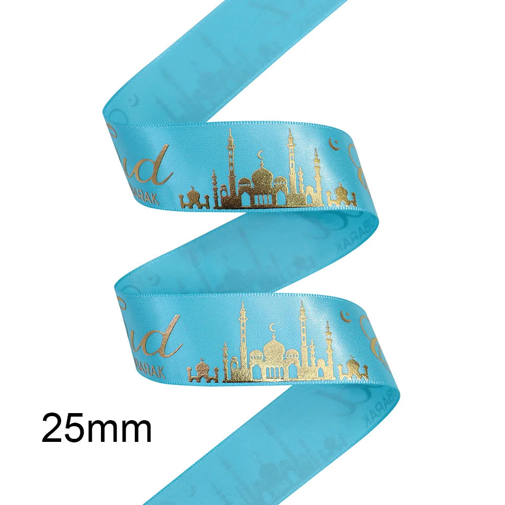 ⭐Satin Geschenkband Eid Mubarak | Goldfolien Aufdruck | Ramadan Deko & Verpackung