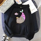 Women Ullzang Cute Cat Sweatshirt Funny Cartoon Pusheen Cat Kawaii Harajuku Korean Style Hoodies Graphic Fashion Hoody Female