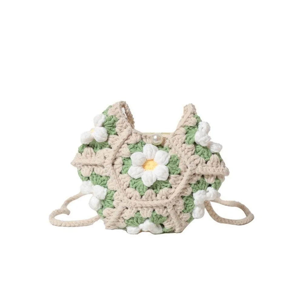 ⭐Handgehäkelte Blumen Umhängetasche | Stoffgarn Schultertasche | Süße Strick Armpit Bag