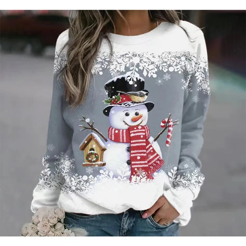 ⭐ Damen Weihnachts Sweatshirt 3D Schneemann | Oversized Pullover | Leichter Y2k Style