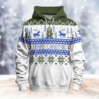 ⭐ 3D Weihnachts Hoodie Herren Damen Kinder | Schneemann & Elch Print | Partnerlook XS-6XL