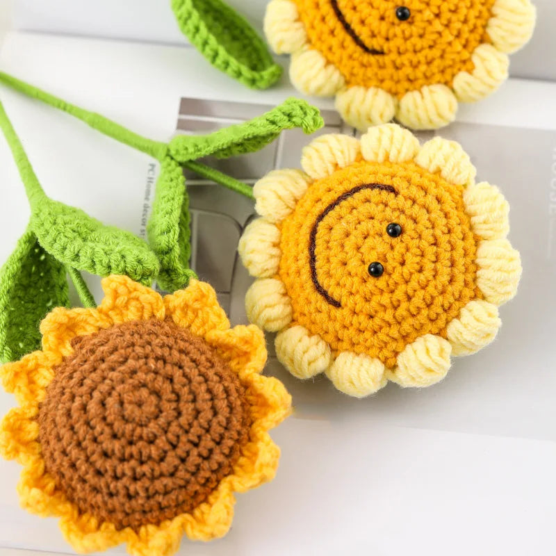 ⭐Gehäkelte Sonnenblume | Handgestrickter Blumenstrauß | Kreatives Woll-Geschenk