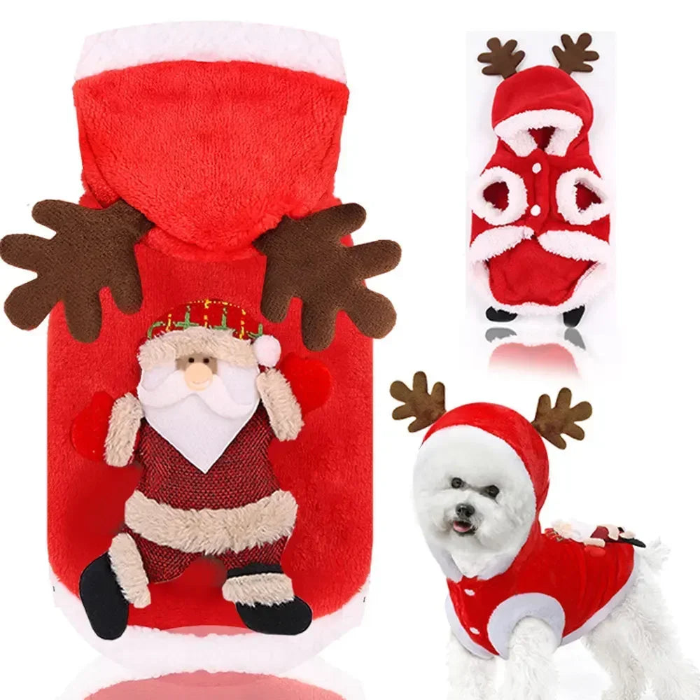 ⭐ Hunde Fleeceweste Weihnachten | Korallenfleece Warm & Weich | XS-2XL | Santa & Elch