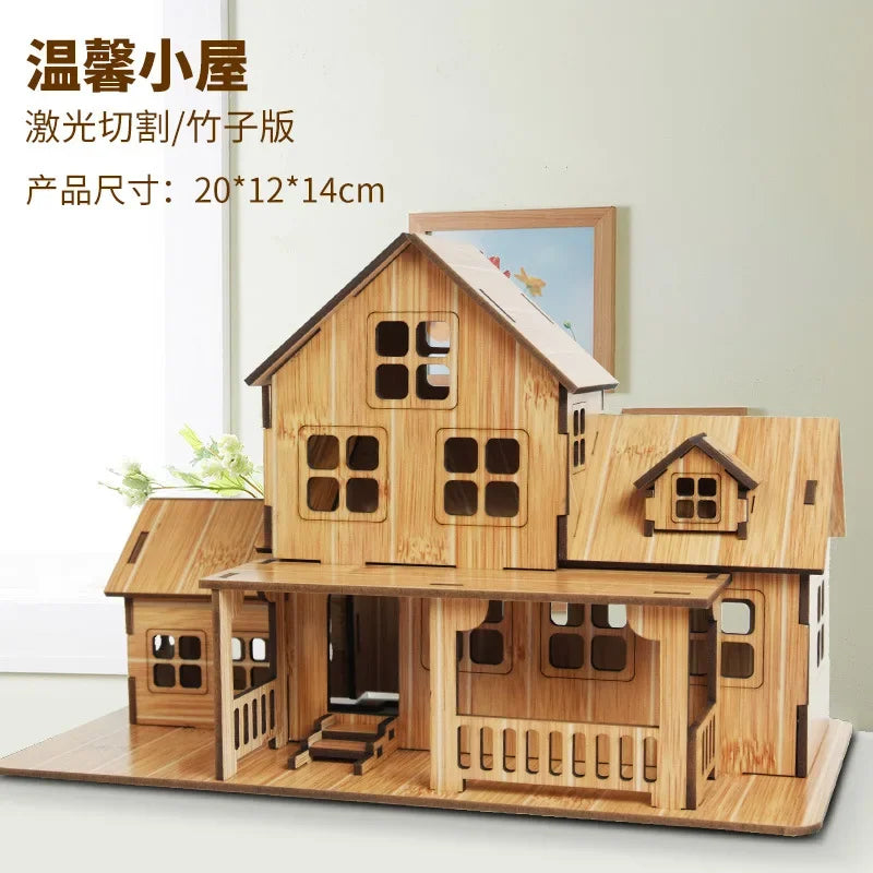 3diy Wooden 3D Puzzle Board Handmade Building Model Toy House Children's Gift