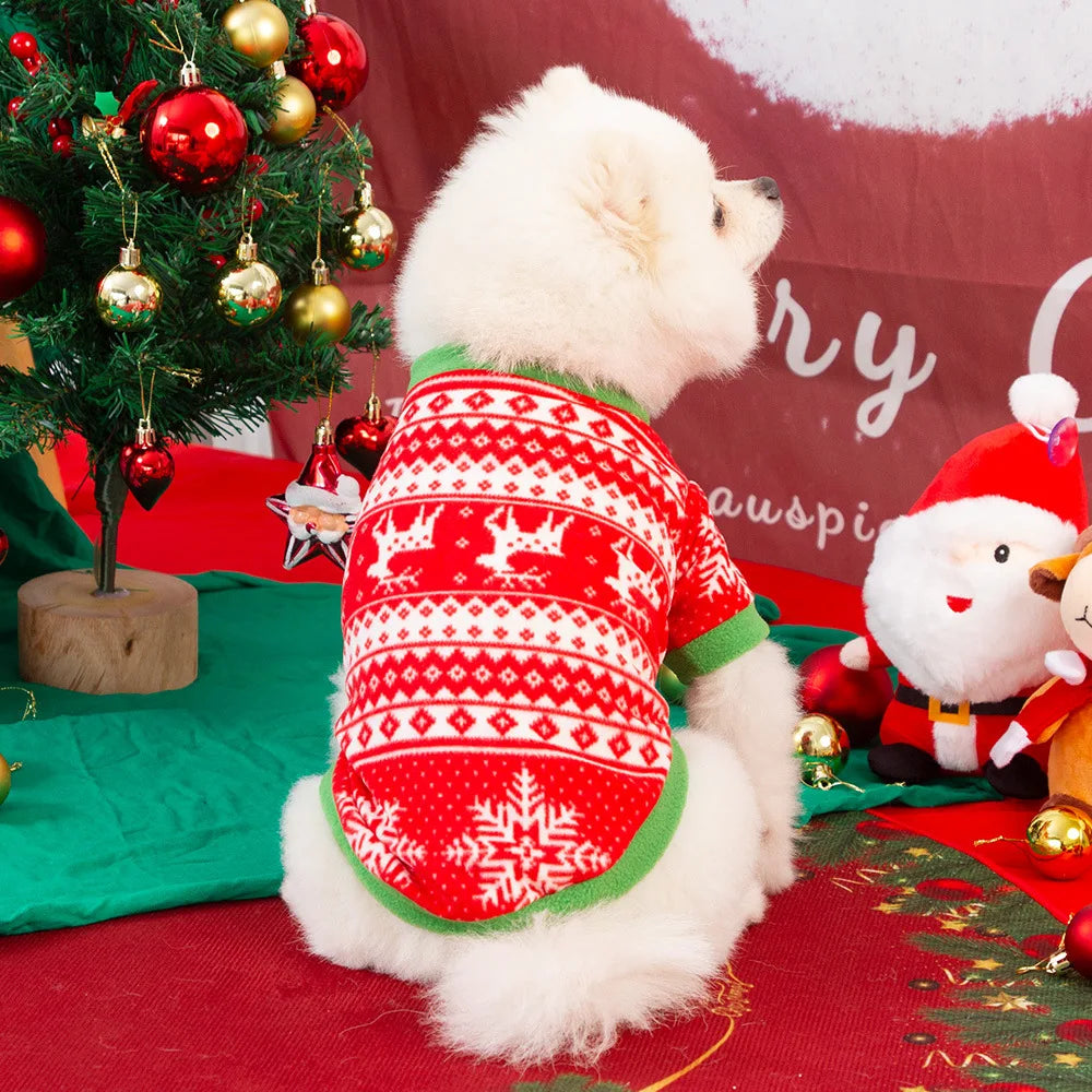 ⭐ Premium Hunde Weihnachtspullover 100% Baumwolle | Warm & Weich | Elk & Santa Design