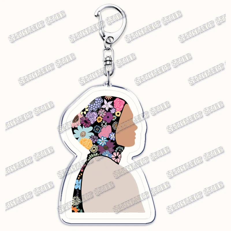 Fashion Islam Muslim Girl Woman Keychains for Accessories Bag Ramadan Eid Mubarak Hijab Keyrings Jewelry Fans Feminism Gifts