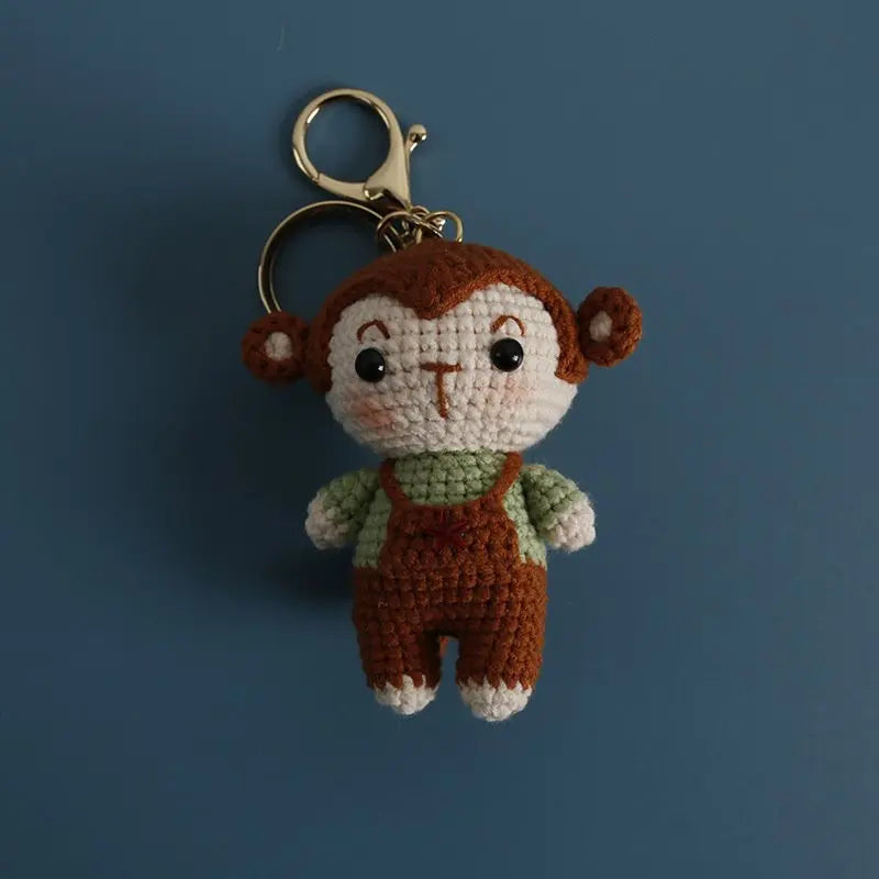 Cute Monkey Dragon Bag Knitting Yarn Keychain Pendant Cartoon Doll Decoration Couple Gift Knit Crochet Supplies