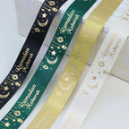 ⭐Satin Geschenkband Eid Mubarak | Goldfolien Aufdruck | Ramadan Deko & Verpackung