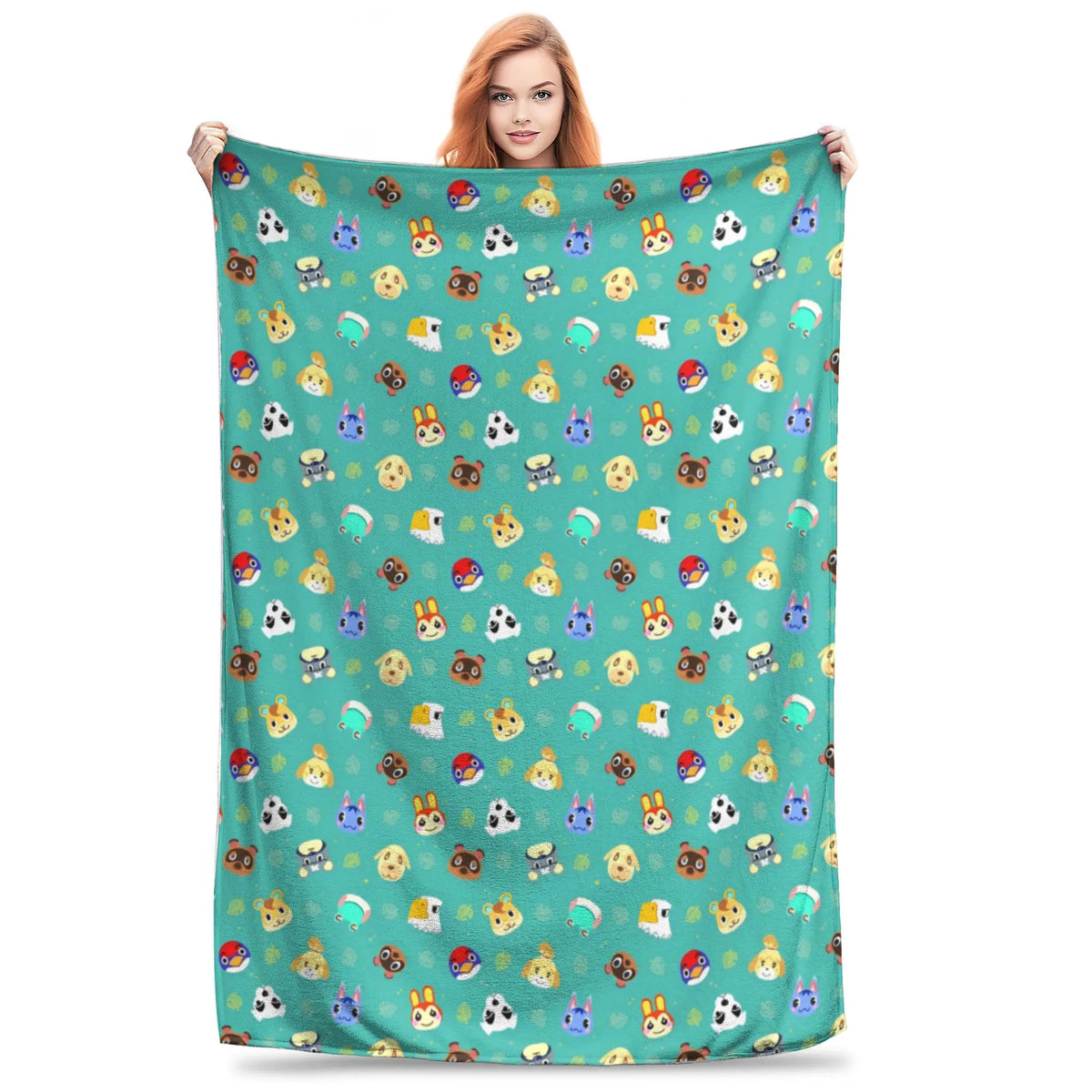 Funny Animals Game Crossing Knitted Blankets Cartoon New Horizons Wool Throw Blanket Airplane Personalised Soft Warm Bedspreads
